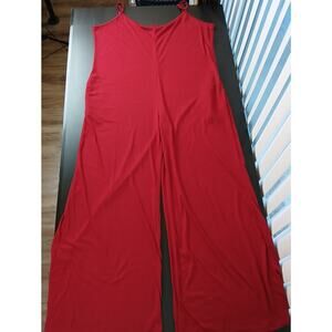 Burgundy Red Palazzo Jumpsuit Plus size 5X pockets adjustable straps